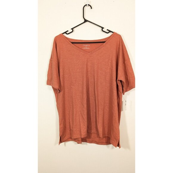 Talbots Plus Womens V Neck Short Sleeve Size 2X Top Basic Cotton Metallic - Picture 1 of 6
